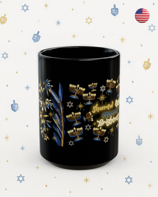 Taza de Cerámica 15oz| Festiva Hanukkah "Shared Light"